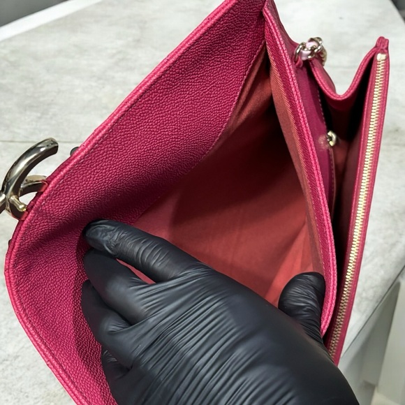 CHANEL Hot Pink/Gradient Straps Caviar Thread Around Flap Bag - Picture 13 of 14